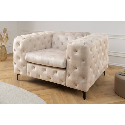 Fauteuil Chesterfield Modern Barock velours champagne beige