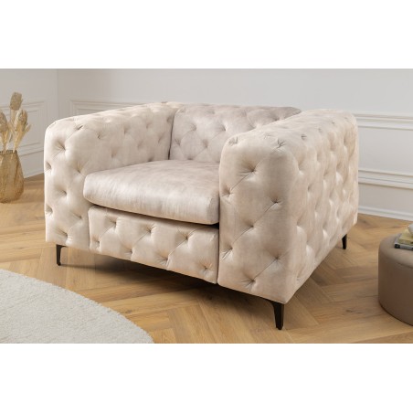 Fauteuil Chesterfield Modern Barock velours champagne beige