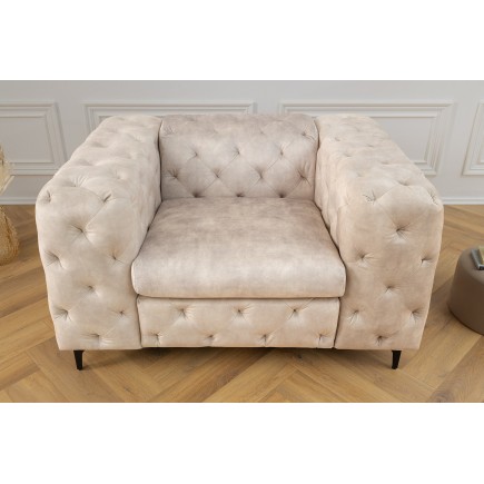 Fauteuil Chesterfield Modern Barock velours champagne beige 2