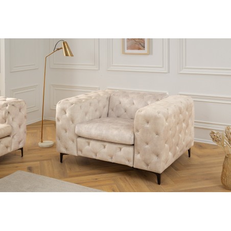Fauteuil Chesterfield Modern Barock velours champagne beige