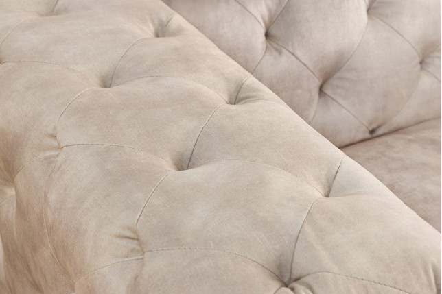 Fauteuil Chesterfield Modern Barock velours champagne beige