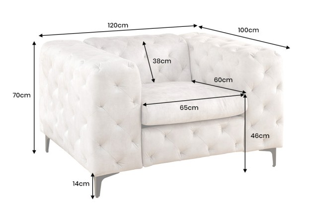 Fauteuil Chesterfield Modern Barock velours champagne beige