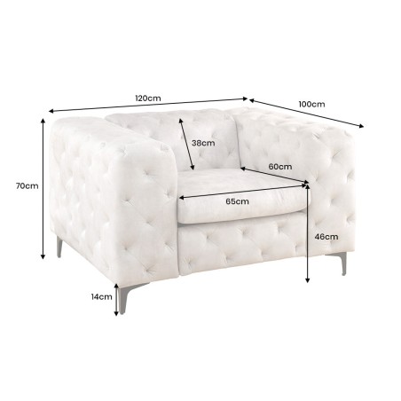Fauteuil Chesterfield Modern Barock velours champagne beige