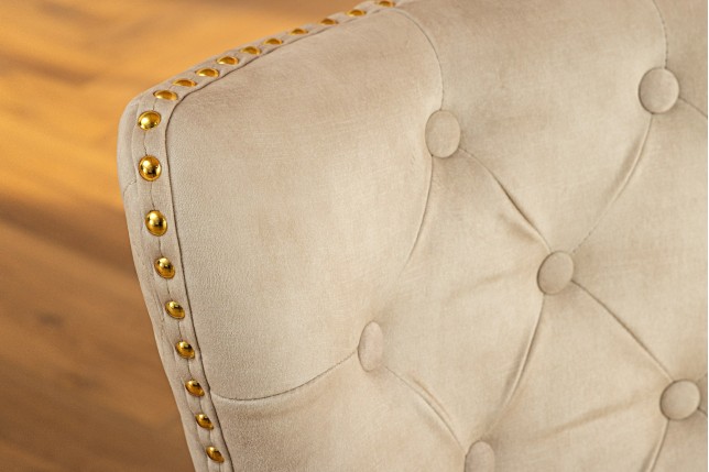 Chaise CASTLE velours beige pieds dorés style baroque