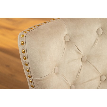 Chaise CASTLE velours beige pieds dorés style baroque