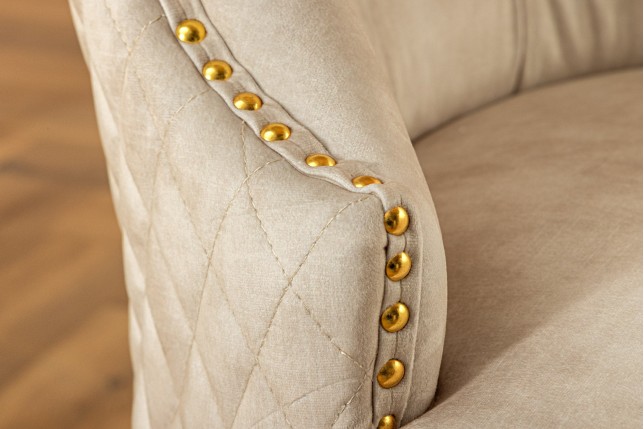 Chaise CASTLE velours beige pieds dorés style baroque