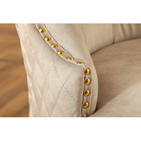 Chaise CASTLE velours beige pieds dorés style baroque