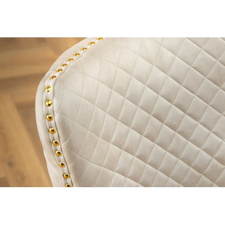 Tabouret de bar CASTLE velours beige baroque pieds dorés