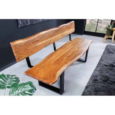Banc MAMMUT 160cm Acacia Massif Finition Miel avec Dossier