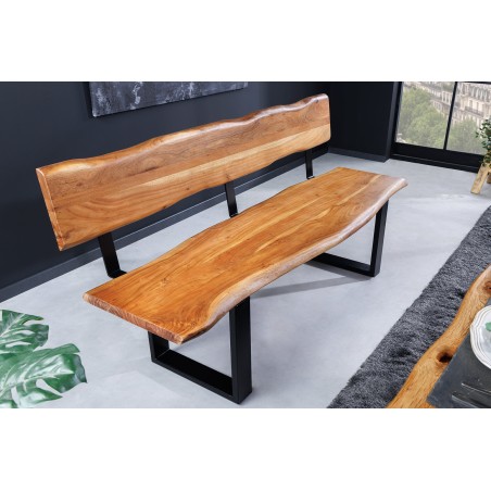 Banc MAMMUT 160cm Acacia Massif Finition Miel avec Dossier