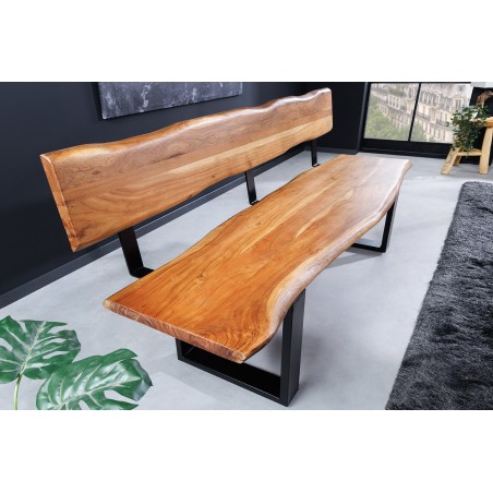 Banc MAMMUT 160cm Acacia Massif Finition Miel avec Dossier