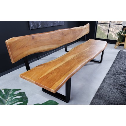 Banc MAMMUT 200cm acacia massif finition miel avec dossier