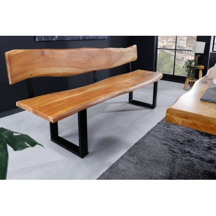 Banc MAMMUT 200cm acacia massif finition miel avec dossier 2