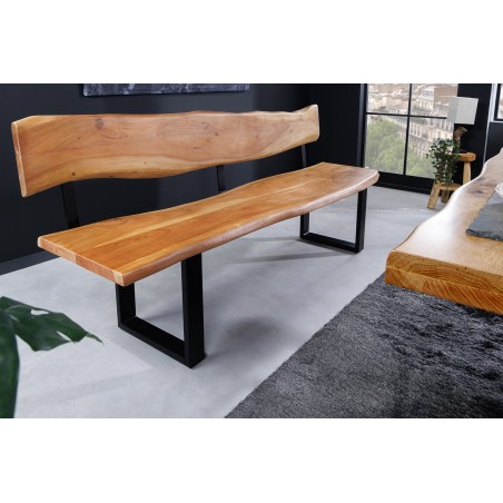 Banc MAMMUT 200cm acacia massif finition miel avec dossier