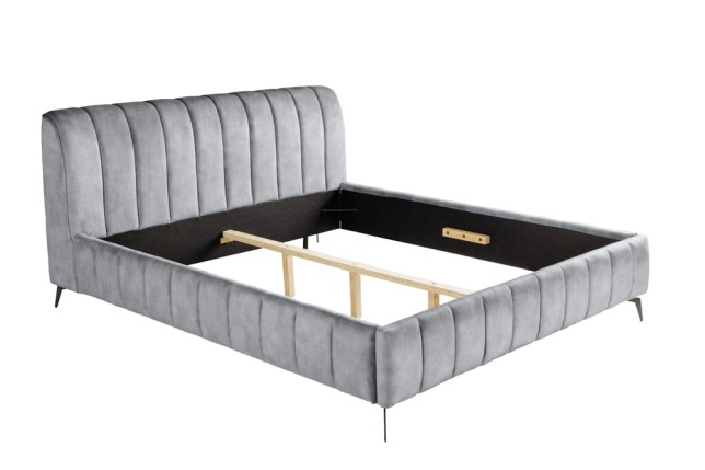 Lit AMSTERDAM 160x200cm velours gris - Design & confort