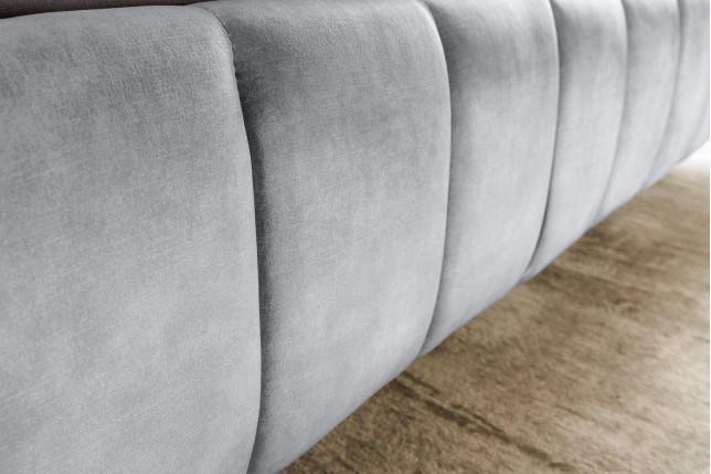 Lit AMSTERDAM 160x200cm velours gris - Design & confort