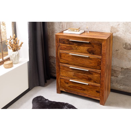 Commode PURE 100cm Sheesham Massif Brown Stone
