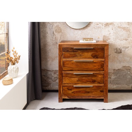 Commode PURE 100cm Sheesham Massif Brown Stone