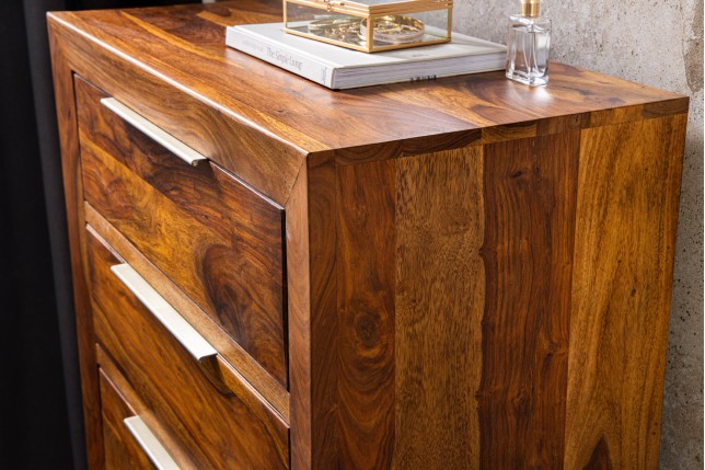 Commode PURE 100cm Sheesham Massif Brown Stone