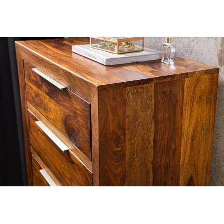 Commode PURE 100cm Sheesham Massif Brown Stone