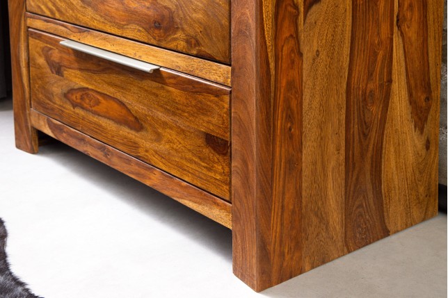 Commode PURE 100cm Sheesham Massif Brown Stone