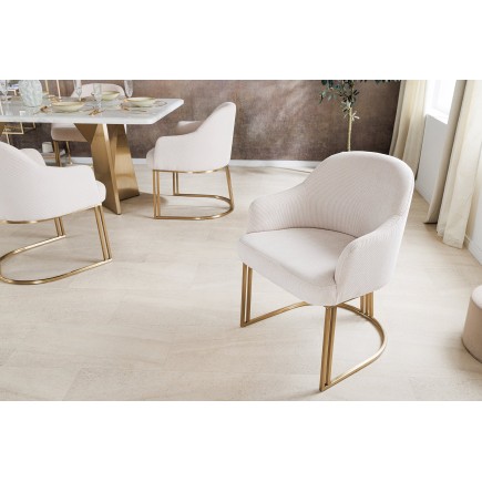 Chaise EXTRAVAGANCIA beige cordon tressé et accoudoirs dorés