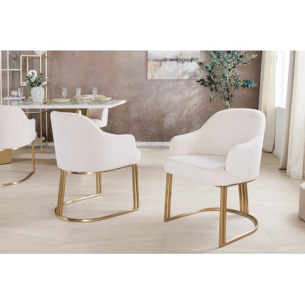 Chaise EXTRAVAGANCIA beige cordon tressé et accoudoirs dorés 2
