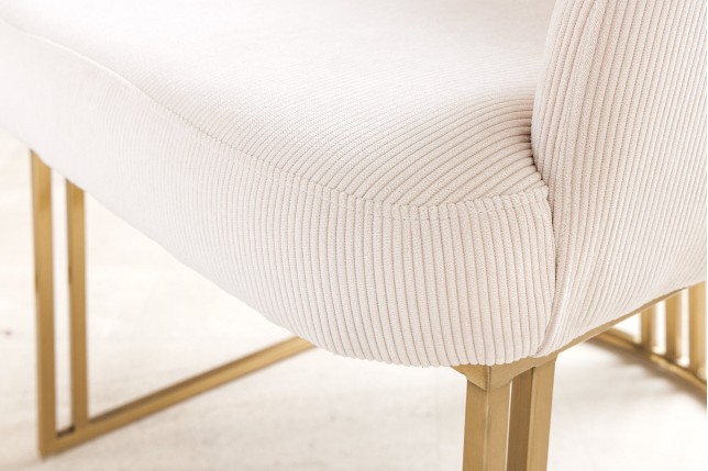 Chaise EXTRAVAGANCIA beige cordon tressé et accoudoirs dorés