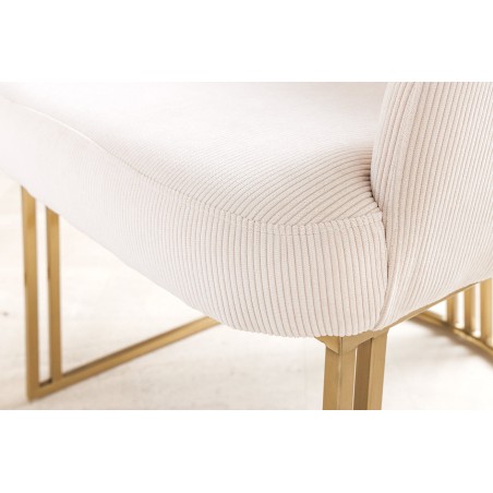 Chaise EXTRAVAGANCIA beige cordon tressé et accoudoirs dorés