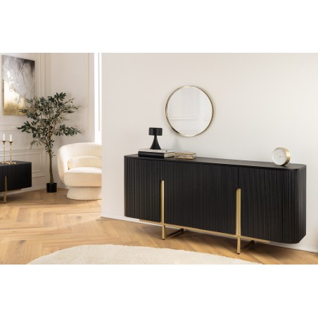 Buffet bas GATSBY 160cm manguier noir et doré style rétro