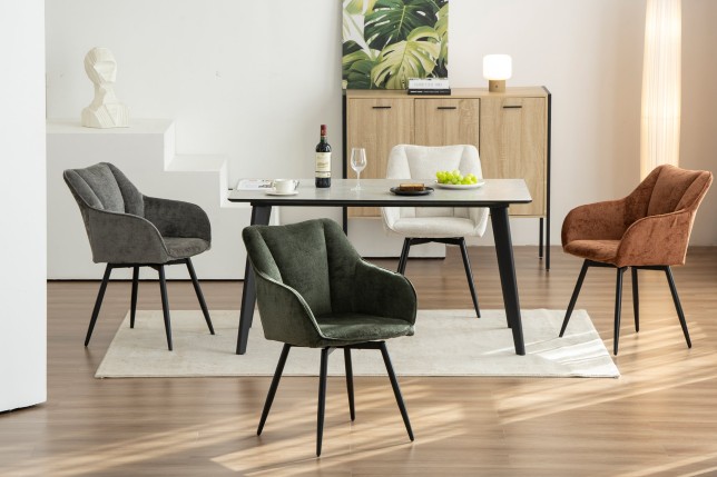Fauteuil pivotant AVIGNON 360° chenille beige champagne