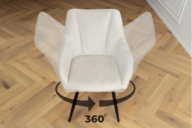 Fauteuil pivotant AVIGNON 360° chenille beige champagne