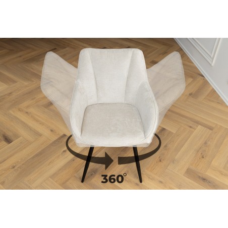 Fauteuil pivotant AVIGNON 360° chenille beige champagne