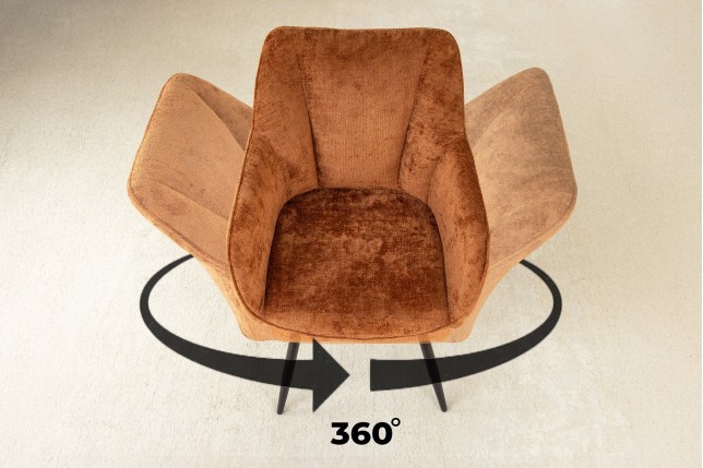Fauteuil pivotant AVIGNON 360° chenille brun rouille