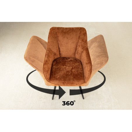 Fauteuil pivotant AVIGNON 360° chenille brun rouille
