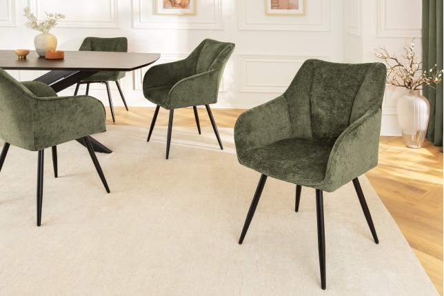 Fauteuil pivotant AVIGNON 360° chenille verte et pieds noirs