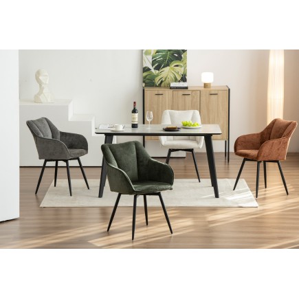 Fauteuil pivotant AVIGNON 360° chenille verte et pieds noirs 2