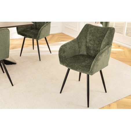 Fauteuil pivotant AVIGNON 360° chenille verte et pieds noirs