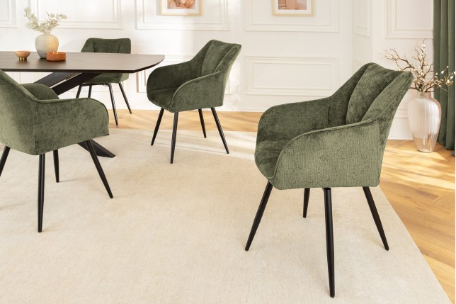 Fauteuil pivotant AVIGNON 360° chenille verte et pieds noirs