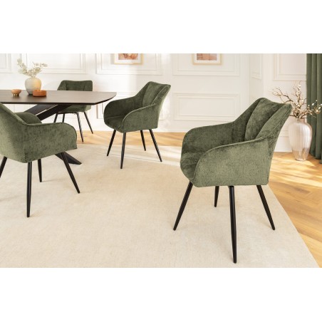 Fauteuil pivotant AVIGNON 360° chenille verte et pieds noirs