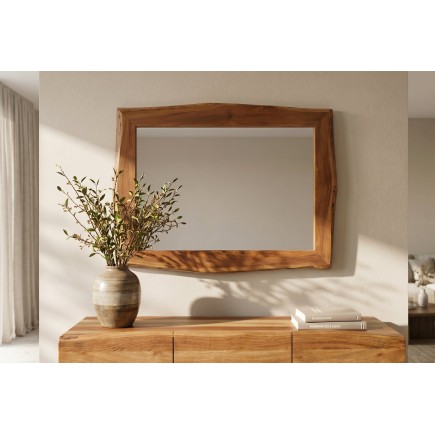 Miroir mural MAMMUT 100cm bois d'acacia brun bord naturel