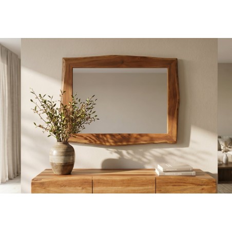 Miroir mural MAMMUT 100cm bois d'acacia brun bord naturel