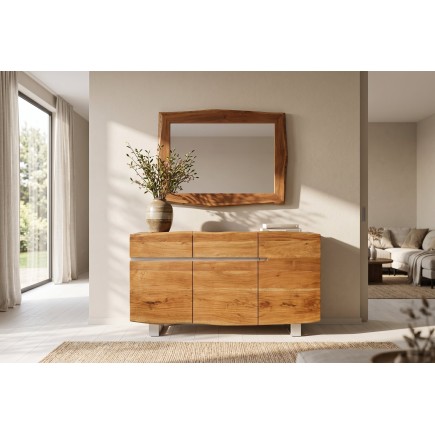Miroir mural MAMMUT 100cm bois d'acacia brun bord naturel 2