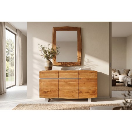 Miroir mural MAMMUT 100cm bois d'acacia brun bord naturel