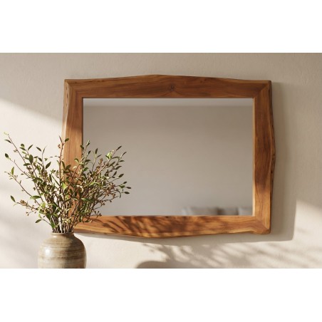 Miroir mural MAMMUT 100cm bois d'acacia brun bord naturel