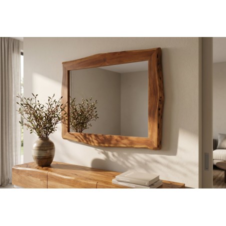 Miroir mural MAMMUT 100cm bois d'acacia brun bord naturel