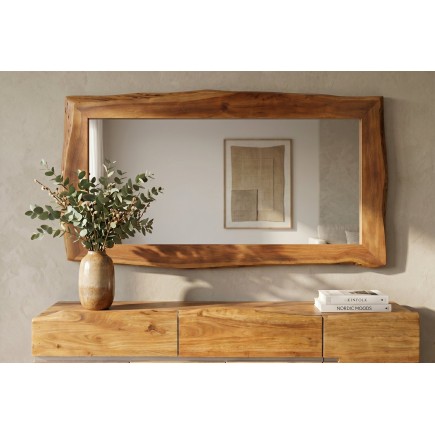 Miroir mural MAMMUT 160cm bois d'acacia brun bord brut