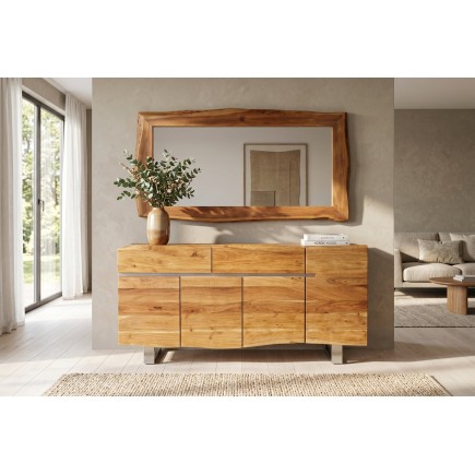 Miroir mural MAMMUT 160cm bois d'acacia brun bord brut 2