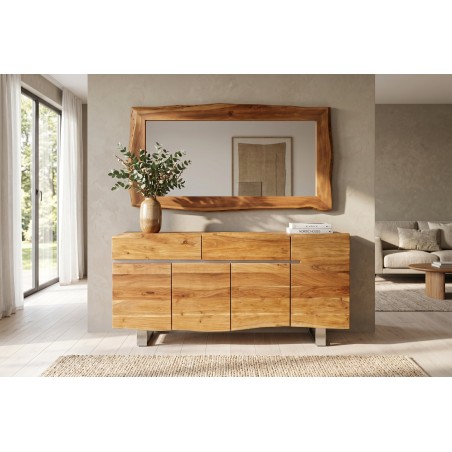 Miroir mural MAMMUT 160cm bois d'acacia brun bord brut