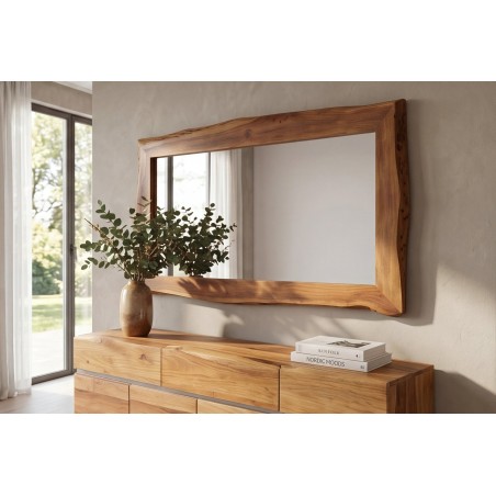 Miroir mural MAMMUT 160cm bois d'acacia brun bord brut